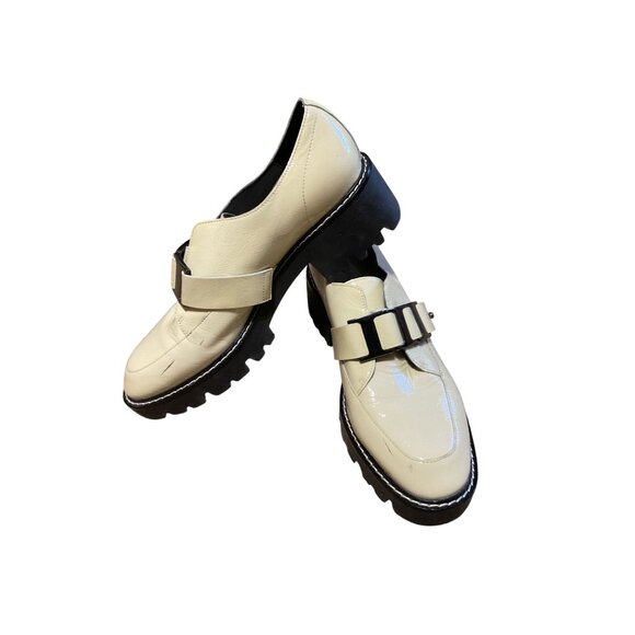 Donald J Pliner Eames Lug Slip On Loafer Ivory Patent Leather Women Size US 9 - Picture 2 of 8